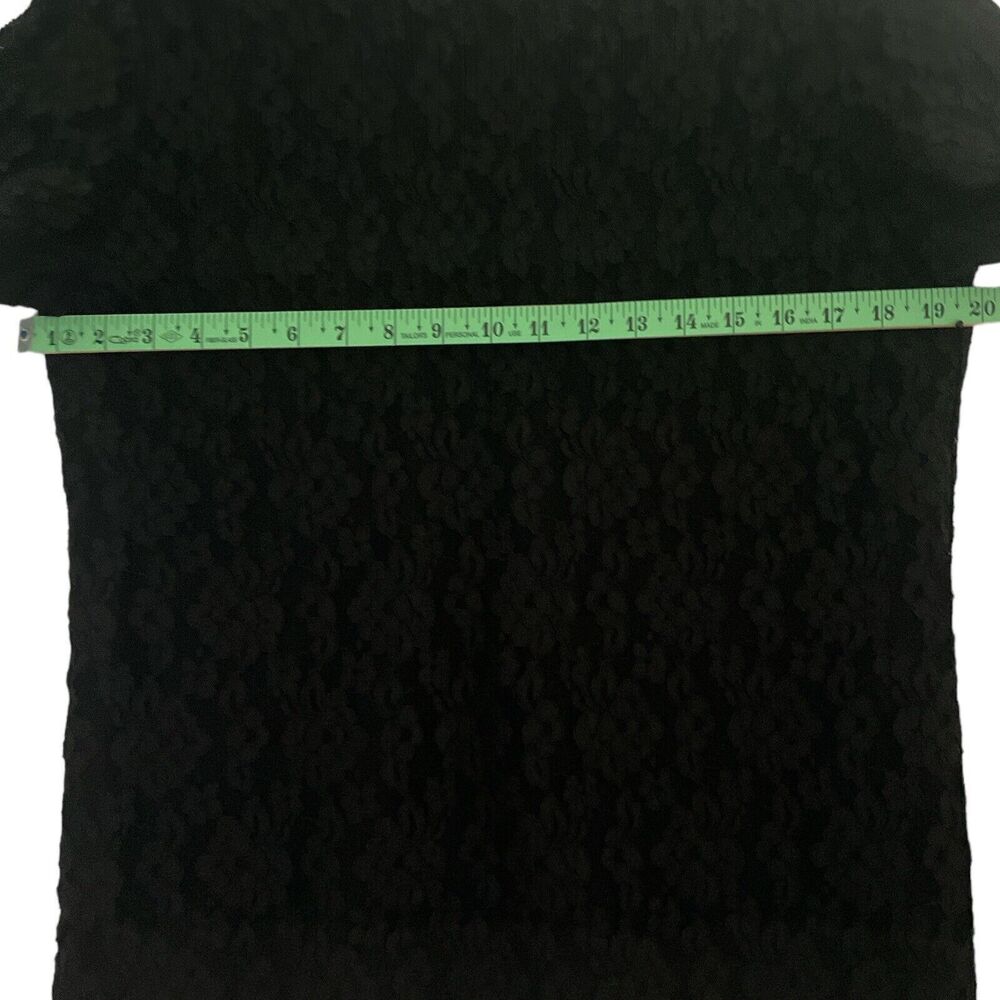 Talbots Top Black Floral Lace Overlay T-Shirt Short Sleeve Scoop Neck Sz/ S - Picture 6 of 7